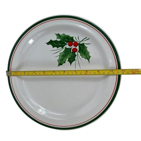 Anchor Hocking Homecoming  Christmas Holly 10-3/4 Ceramic Dinner Plate Set of 3 - Picture 8 of 9